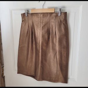 Bronze Leather Pencil Skirt